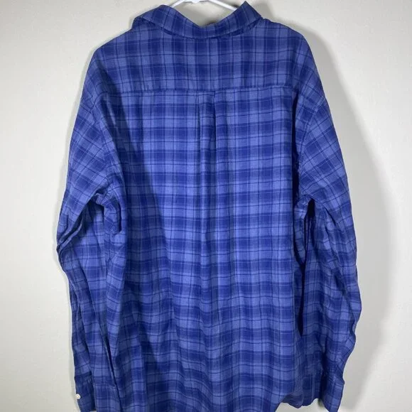Peter Millar Men's Long Sleeve Plaid Navy Button-Up Shirt 100% Cotton XXL - Picture 6 of 6